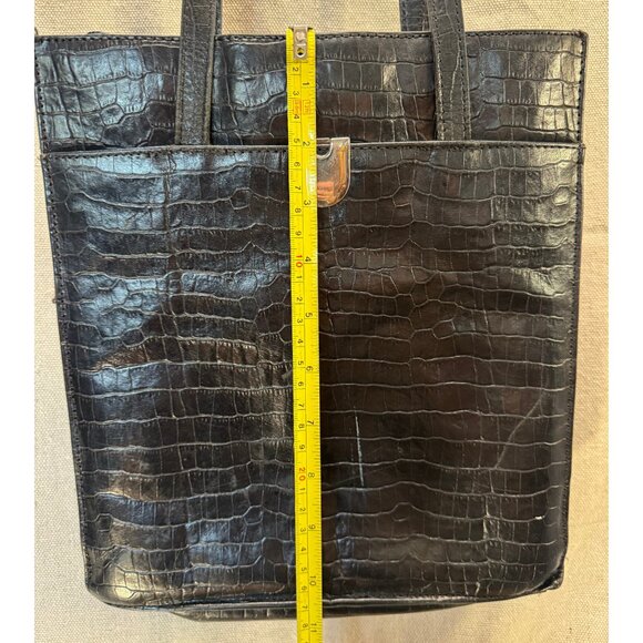 David Dart Black Croc-Embossed Shoulder Tote - Picture 6 of 11